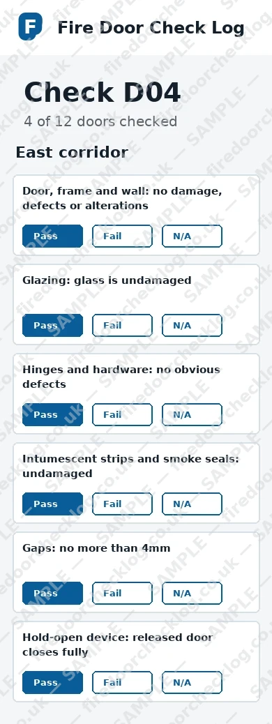 Phone view of an Elm Court communal door checklist